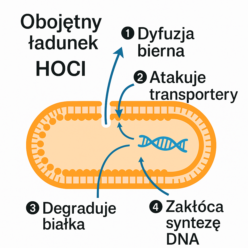 Schemat działania HOCl na patogeny